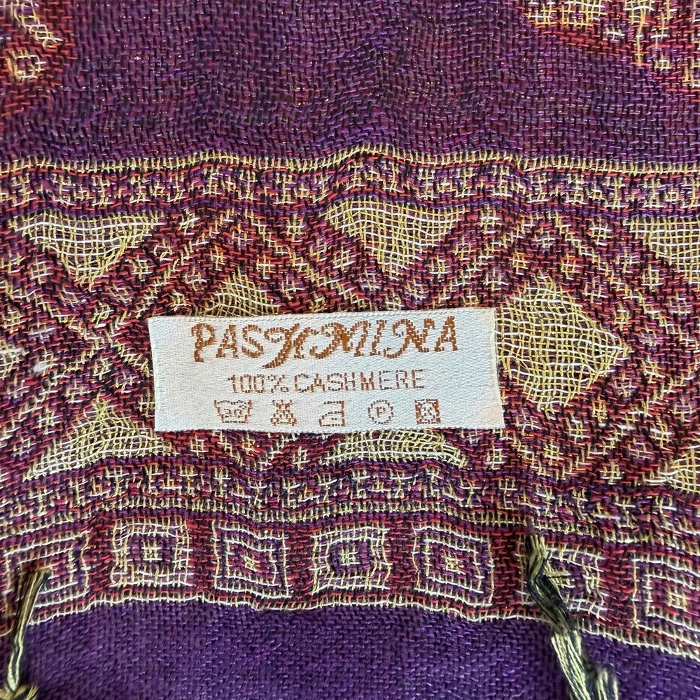 Pashmina‎ Women's Shawl Scarf 100% Cashmere Shawl Multicolor Elephant Fringe
